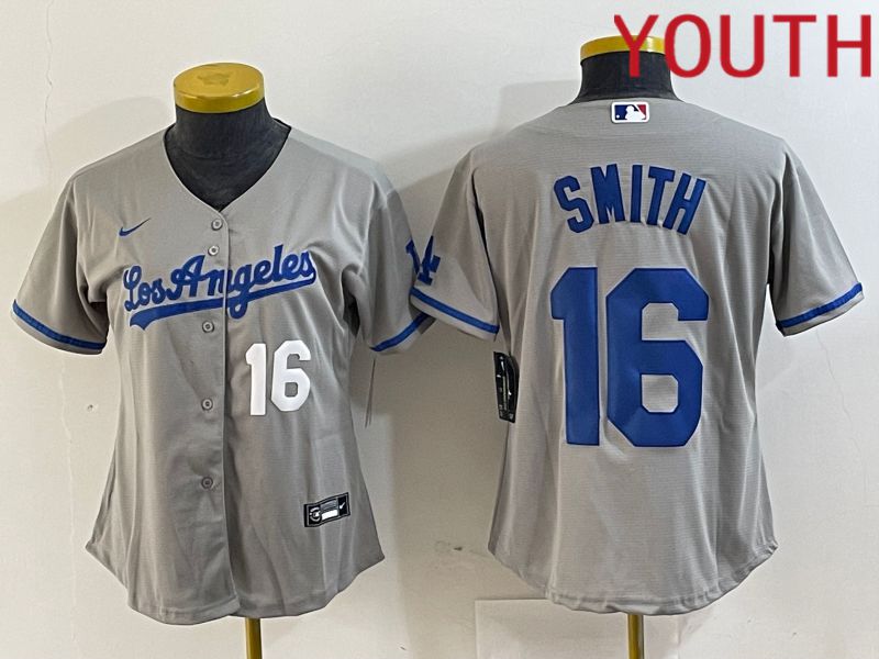 Youth Los Angeles Dodgers #16 Smith Grey Game Nike 2024 MLB Jersey style 5